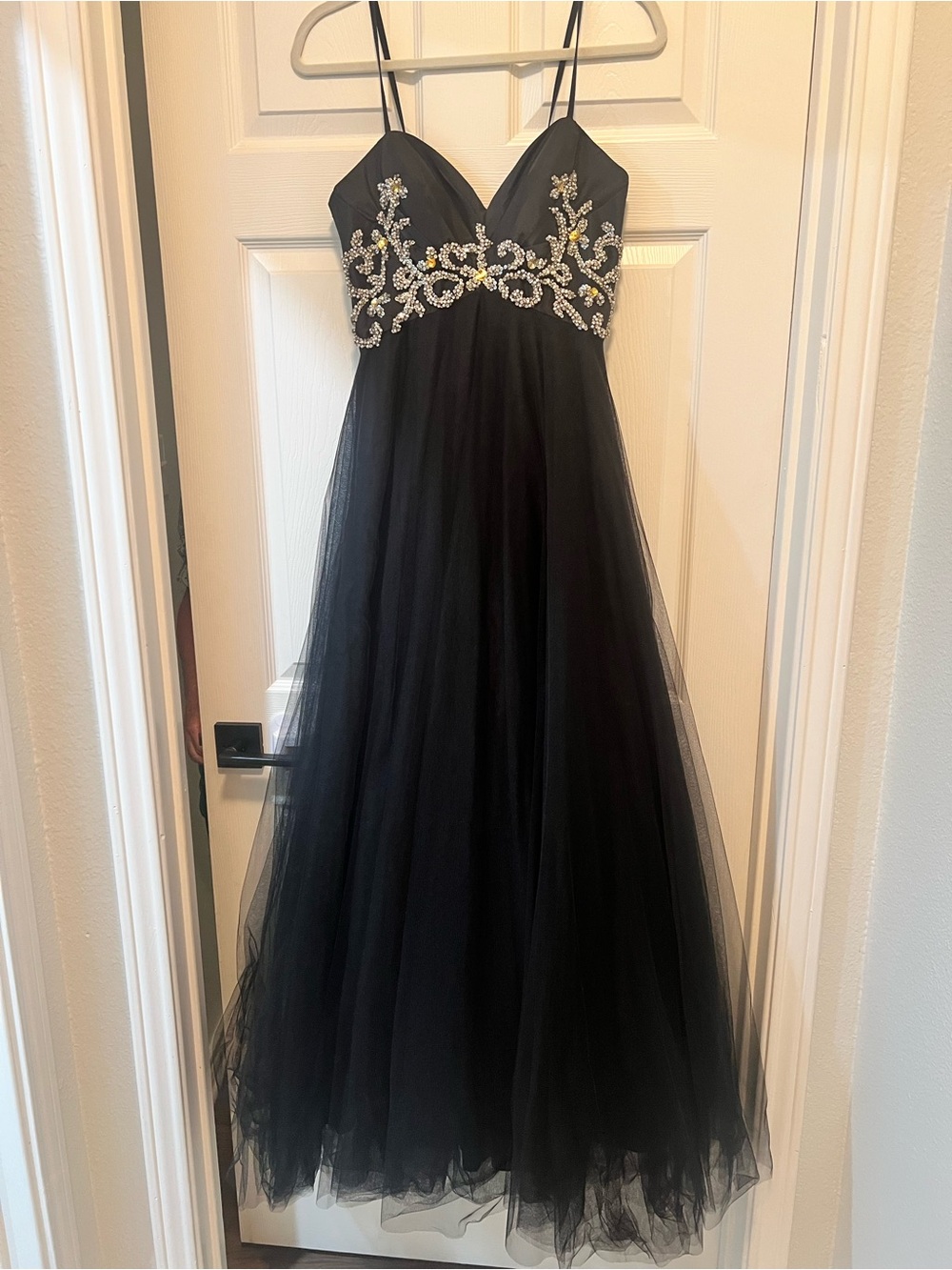 Jovani Black Tulle Prom Gown with Beaded Bodice